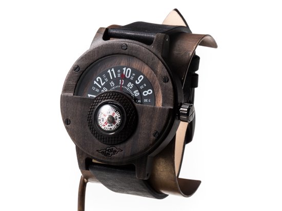 ウッドコンパスウォッチ（ブラック） 木製腕時計/クオーツ時計 - dedegumo online shop （デデグモ）京都発手作り時計 とアクセサリーのお店