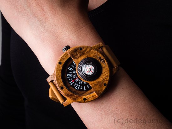 ウッドコンパスウォッチ（ライトブラウン） 木製腕時計/クオーツ時計 - dedegumo online shop （デデグモ）京都発手作り時計 とアクセサリーのお店