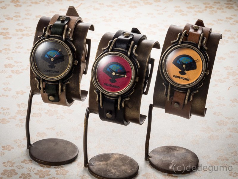 扇（グリーン）　手作り腕時計/クオーツ時計/サン＆ムーン - dedegumo online shop （デデグモ）京都発手作り時計とアクセサリーのお店