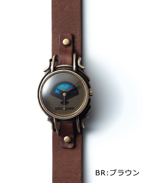 扇（グリーン） 手作り腕時計/クオーツ時計/サン＆ムーン - dedegumo 
