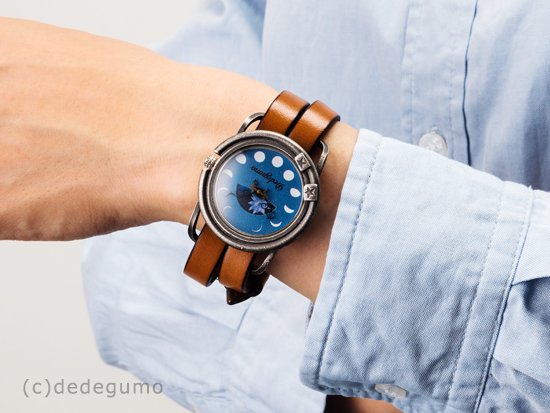 月下美人（ブルー） 手作り腕時計/クオーツ時計/サン＆ムーン - dedegumo online shop （デデグモ）京都発手作り時計 とアクセサリーのお店