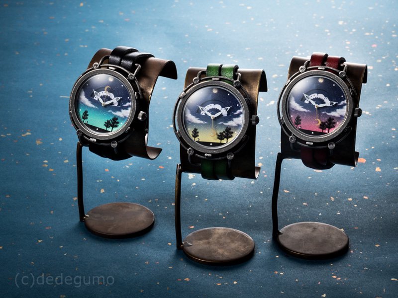 夜空（イエロー）　手作り腕時計/クオーツ時計/サン＆ムーン - dedegumo online shop  （デデグモ）京都発手作り時計とアクセサリーのお店