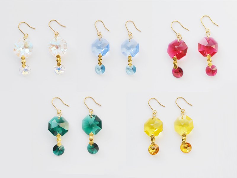 シャンデリアパーツの耳飾りNo5 - dedegumo online shop （デデグモ）京都発手作り時計とアクセサリーのお店