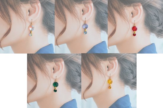 シャンデリアパーツの耳飾りNo5 - dedegumo online shop （デデグモ）京都発手作り時計とアクセサリーのお店