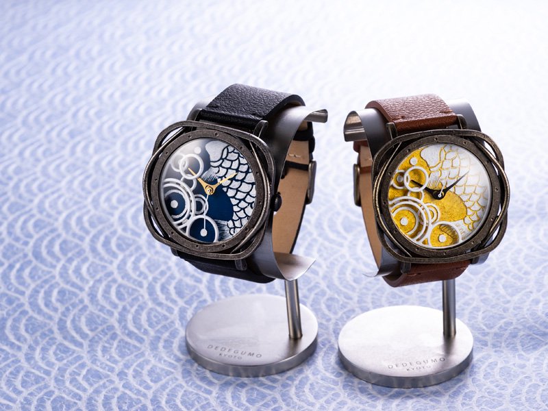 鯉と波紋（ネイビー） 限定数／手作り腕時計/クオーツ時計 - dedegumo online shop （デデグモ）京都発手作り時計とアクセサリーのお店
