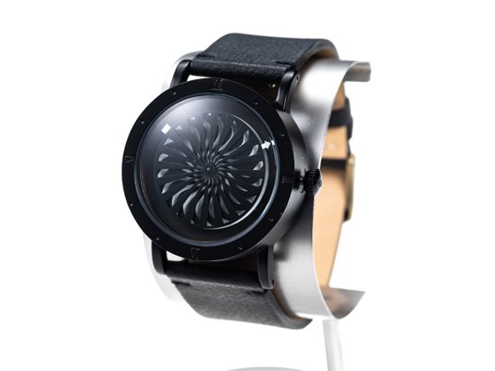 キネティックアートウォッチNo.1（ブラック） 手作り腕時計/手巻き 