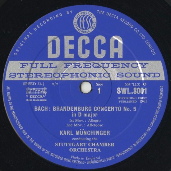 バッハ：ブランデンブルク協奏曲3，5番 - クラシックLPレコード専門店