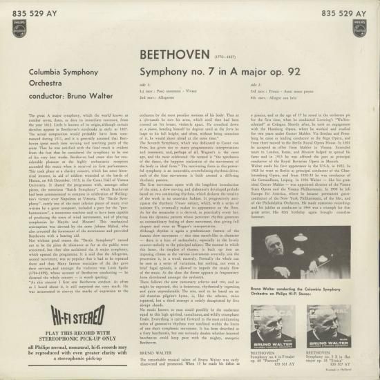 ベートーヴェン：交響曲7番Op.92 - クラシックLPレコード専門店