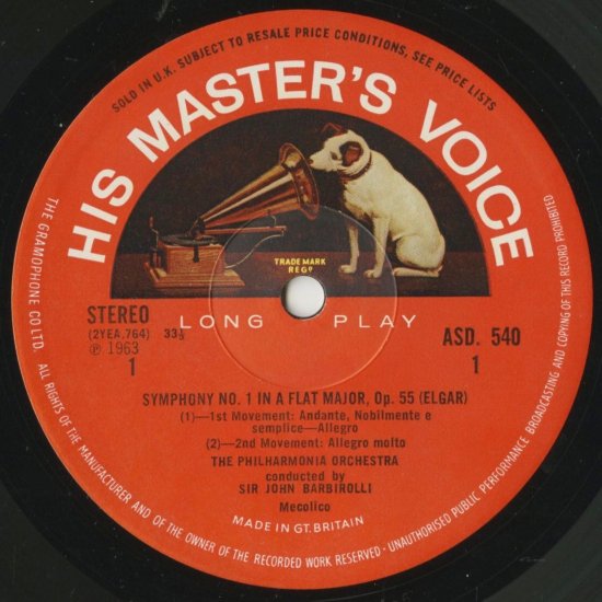 エルガー：交響曲1番Op.55 - クラシックLPレコード専門店Silent Tone Record