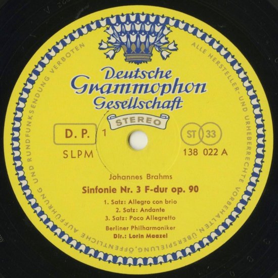 ブラームス：交響曲3番Op.90，悲劇的序曲Op.81 - クラシックLPレコード 