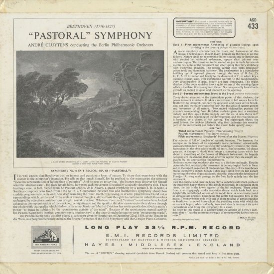ベートーヴェン：交響曲6番Op.68「田園」 - クラシックLPレコード専門