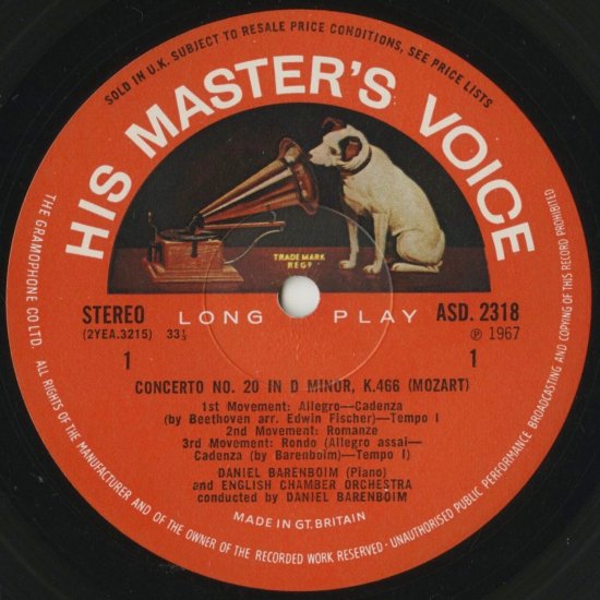 モーツァルト：ピアノ協奏曲20番K.466，23番K.488 - クラシックLPレコード専門店Silent Tone Record