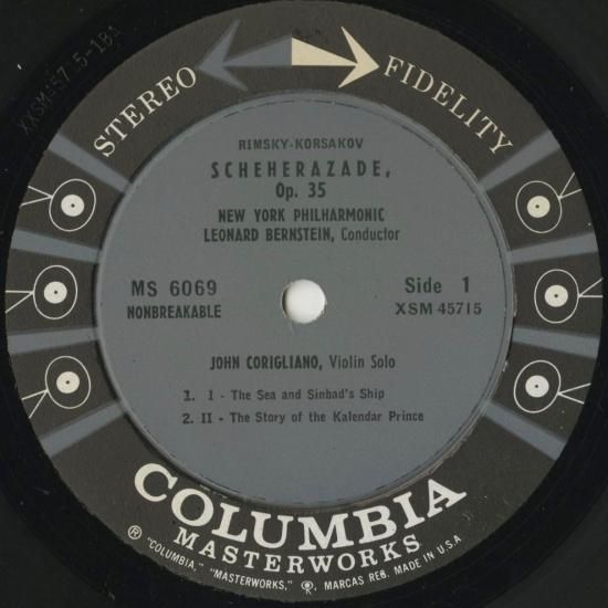 米Columbia MS6069　R=コルサコフ シェエラザード　バーンスタイン リムスキー・コルサコフ：シェエラザードOp.35/レナード・バーン