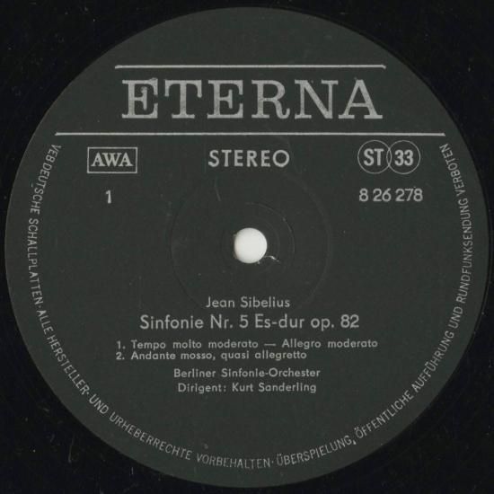 シベリウス・「フィンランディア」レコード シベリウス 交響曲 フィンランディア ザンデルリング