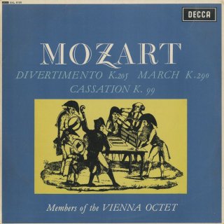 モーツァルト：ディヴェルティメント7番K.205，行進曲K.290，カッサシオンK.99