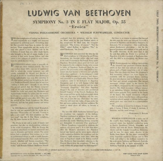 ベートーヴェン 英雄 フルトヴェングラー ウラニア | クラシックLPレコード