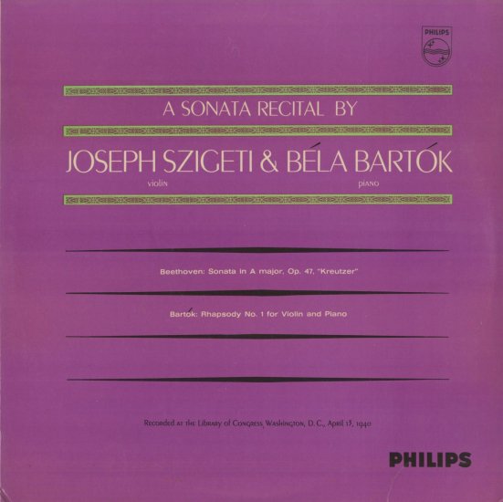 ベートーヴェン ヴァイオリン・ソナタ クロイツェル バルトーク 狂詩曲 シゲティ | クラシックLPレコード