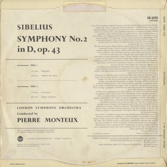 Sibelius Symphony Monteux | Classical Music Analog vinyl