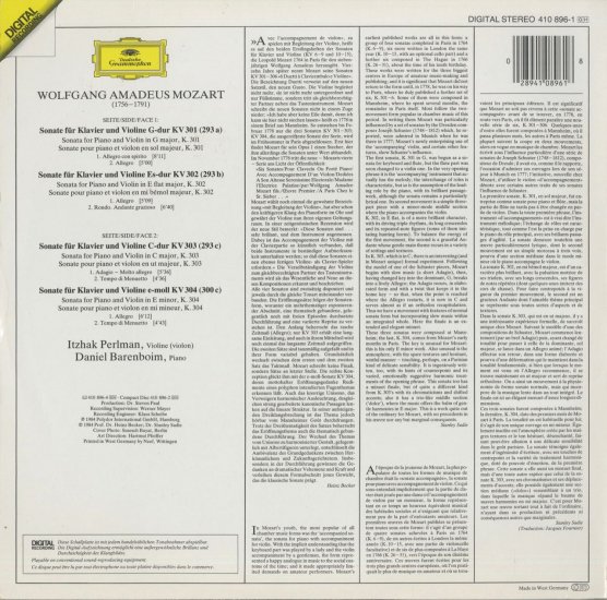 モーツァルト ヴァイオリン·ソナタ パールマン バレンボイム | クラシックLPレコード