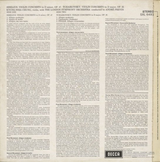 Violin concerto Sibelius Tchaikovsky Kyung-Wha Chung | LP Record Vinyl