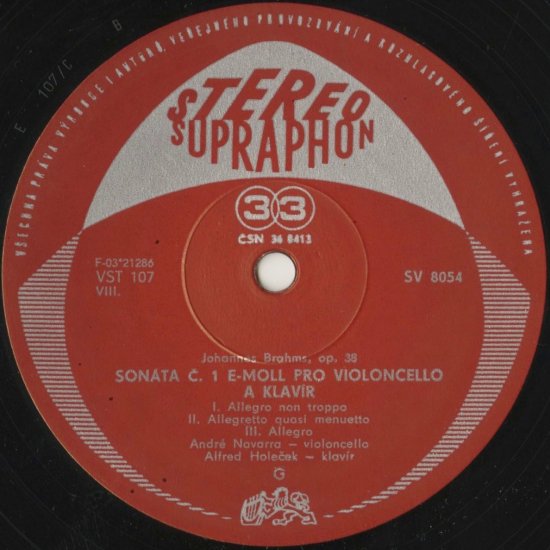 ブラームス チェロ・ソナタ ナヴァラ | クラシックLPレコード