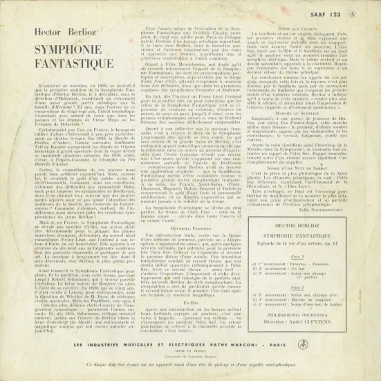 Berlioz Symphonie Fantastique Cluytens | LP Record Vinyl