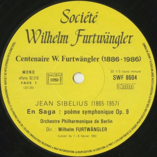 シベリウス ヴァイオリン協奏曲 エン・サガ フルトヴェングラー クーレンカンプ | クラシックLPレコード