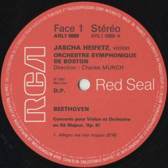 SP盤【ヴァイオリン】ハイフェッツ、スタインバーグ(指揮) RCA響 ベートーヴェン「ロマンス ヘ長調」ビクター SD-114