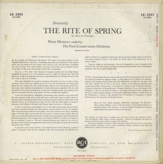 ストラヴィンスキー 春の祭典 モントゥー | クラシックLPレコード