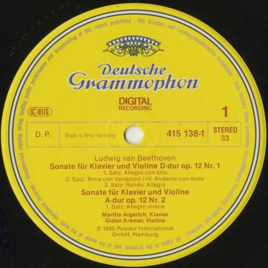 ベートーヴェン ヴァイオリン・ソナタ クレーメル アルゲリッチ