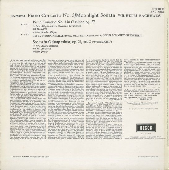 Beethoven Piano concerto Backhaus | LP Record Vinyl