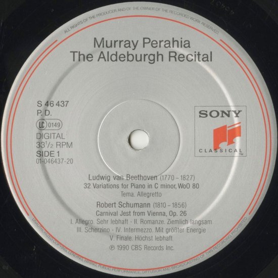 The Aldeburgh Recital Murray Perahia | LP Record Vinyl