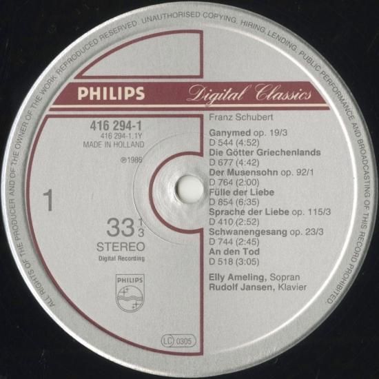 Schubert Songs Elly Ameling | LP Record Vinyl