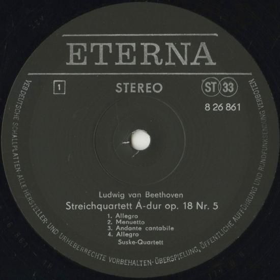 Beethoven Suske quartet ETERNA:826 861 | LP Record Vinyl