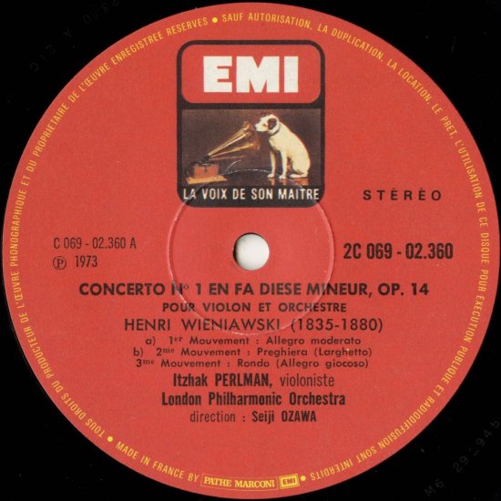 ヴィエニャフスキ ヴァイオリン協奏曲 パールマン 小澤征爾 2C 069-02360 | クラシックLPレコード