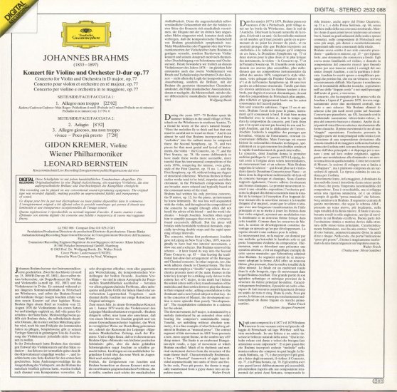 Brahms Violin concerto Kremer Bernstein 2532 088 | LP Record Vinyl