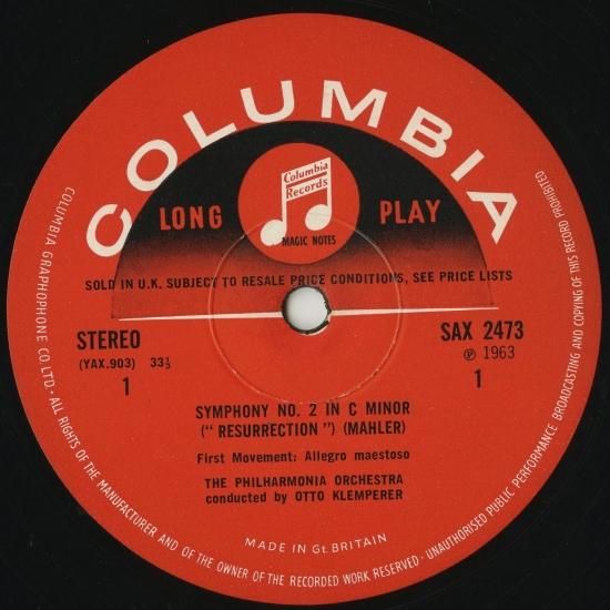 英Columbia SAX2473/4　マーラー「復活」　クレンペラー マーラー：交響曲2番「復活」 - クラシックLPレコード専門店