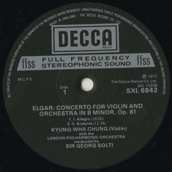 エルガー：ヴァイオリン協奏曲Op.61 - クラシックLPレコード専門店Silent Tone Record
