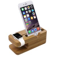 LUVVITT iWatch Bamboo Wood Charging Stand with iPhone