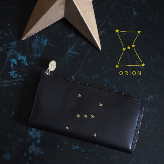 ORION　L字ファスナー長財布（ブラック） - アートな革小物 『 HELI ヘリクリサム 』 -Official Shop-