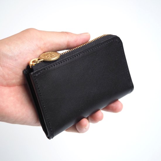 L字ファスナー フラグメントケース（ブラック）パス カード ミニ財布 