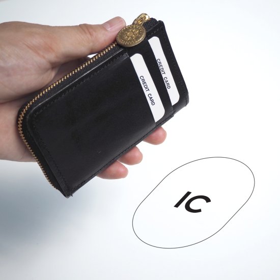 L字ファスナー フラグメントケース（ブラック）パス カード ミニ財布