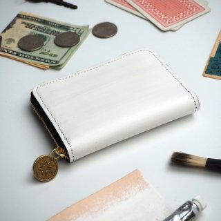 ラウンドファスナー コンパクト 財布（ペイント ホワイト）