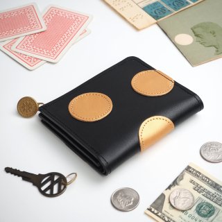 L字ファスナー財布 （水玉 ゴールド / ブラック）