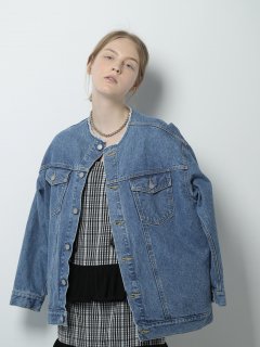 ͽno collar denim JK