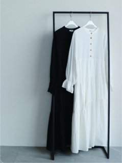cotton jacquard tiered dress(black)