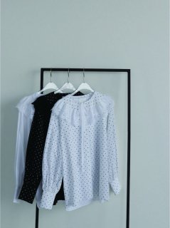 removable collar blouse(dot black)