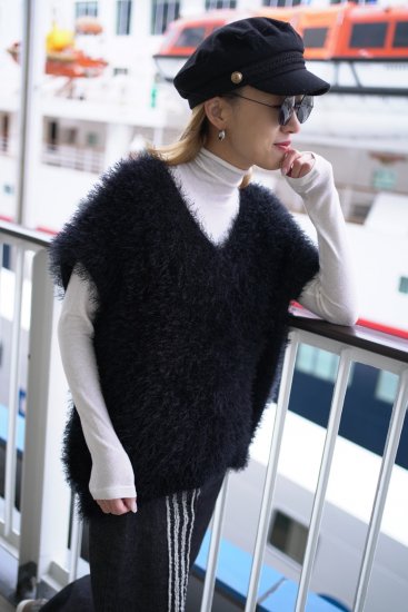 予約】shaggy knit vest(black) - BayBee