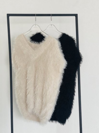 予約】shaggy knit vest(black) - BayBee
