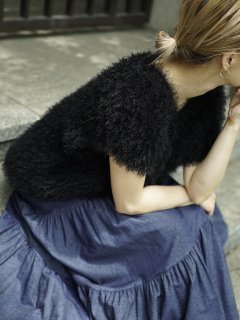 shaggy knit vest (black)